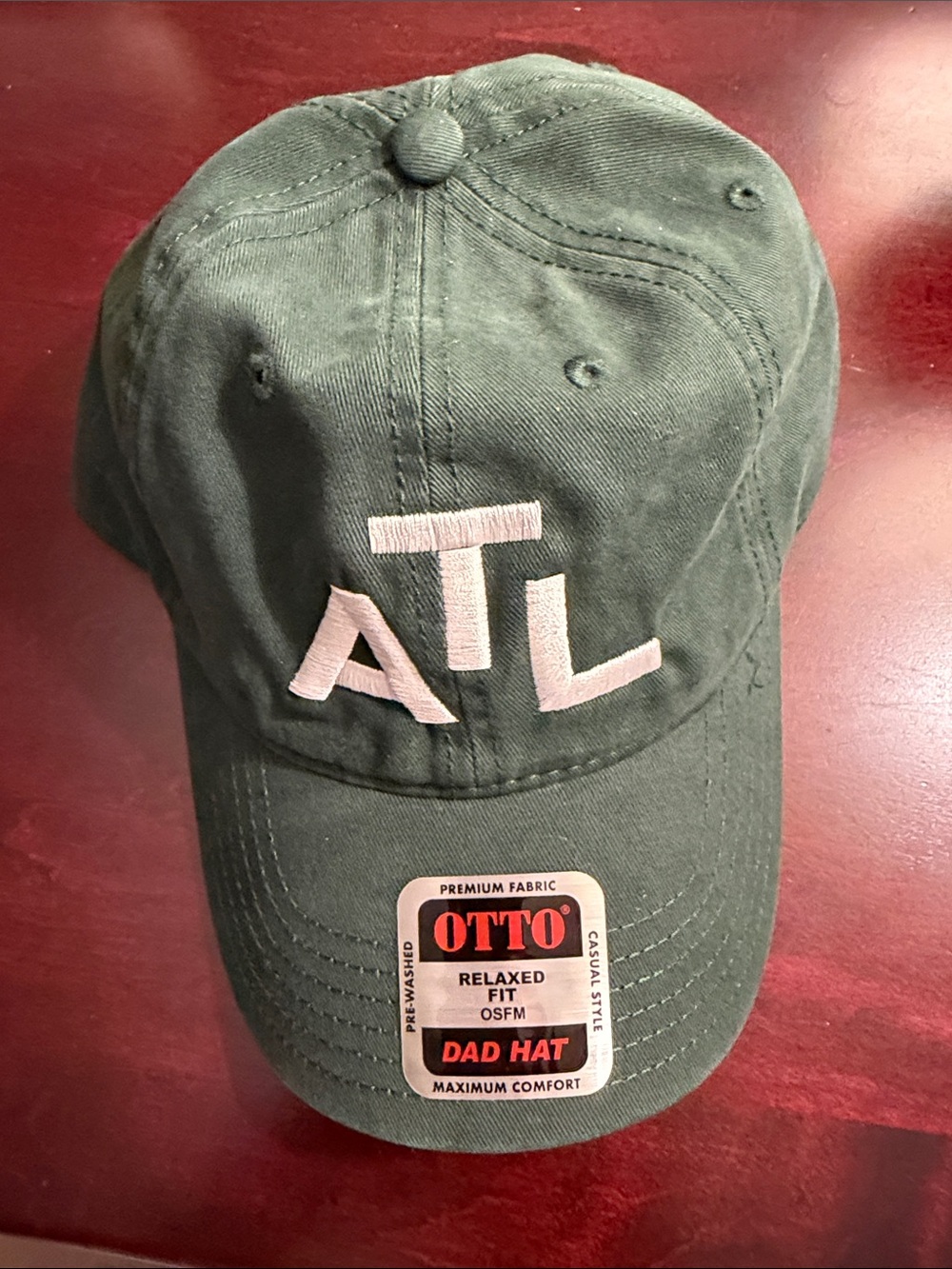 OTTO Olive Green 'ATL' Embroidered Baseball Cap
